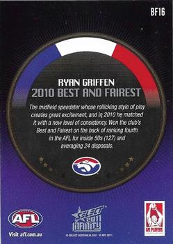 2011 Select AFL Infinity - Best & Fairest #BF16 Ryan Griffen Back